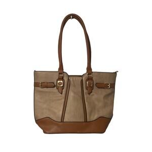 Vegan Leather Brown & Tan Shoulder Bag, 1279-B